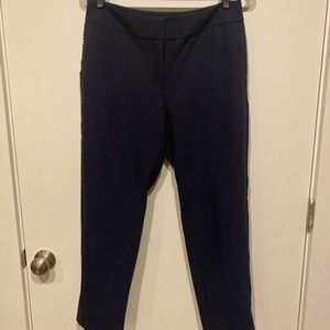 Navy Ankle Pants with Ruffle Seam